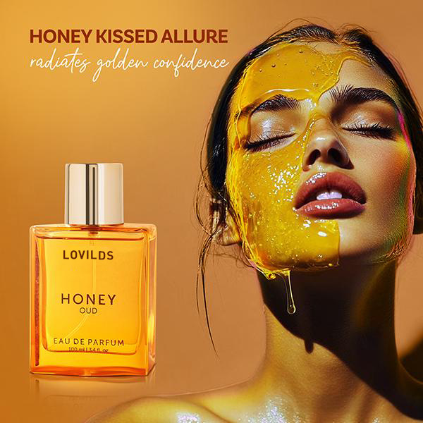 LOVILDS's Honey Oud | Eau de Parfum 100ml (3.4 fl oz) | Patchouli, Vanilla, Bergamot | Floral & Spicy | Made with Clean & Vegan Essentials Oils | Cruelty Free Fragrance Perfume