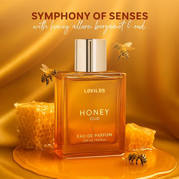 LOVILDS's Honey Oud | Eau de Parfum 100ml (3.4 fl oz) | Patchouli, Vanilla, Bergamot | Floral & Spicy | Made with Clean & Vegan Essentials Oils | Cruelty Free Fragrance Perfume